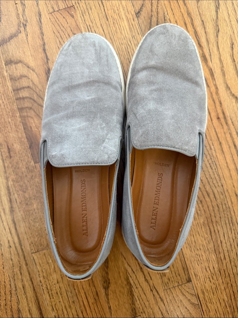 Allen Edmonds Light Gray Suede Slip-On Loafers